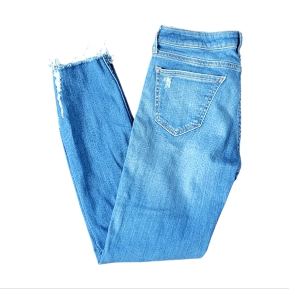 Zara Women's Sz 2 Z1975 Mid Rise Distressed Raw Hem Skinny Denim Jeans - Picture 2 of 12